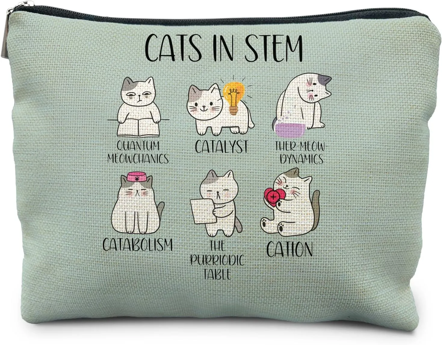 Chemistry Cat Makeup Bag, Science Chemistry Teacher Gifts, Science Gifts for Women, Cats in STEM Cosmetic Bag