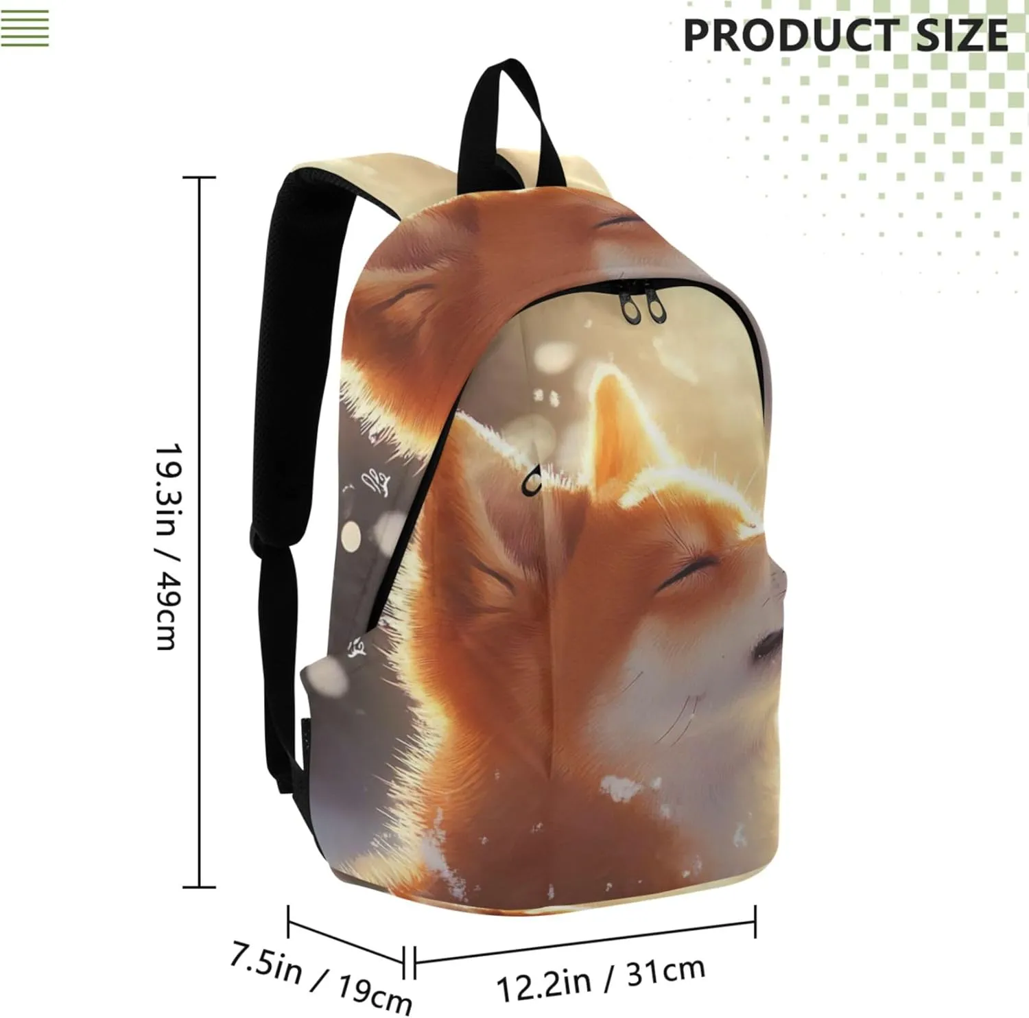 CHIFIGNO Cute Backpacks for Woman Casual Sunlit Shiba Inu Winter Glow Simple College Bookbag for Teen