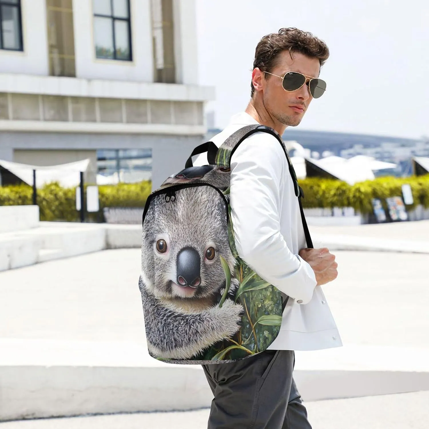 CHIFIGNO Cute Koala Green Leaves Cute Backpacks for Women Casual Fashion Back to School Bookbag