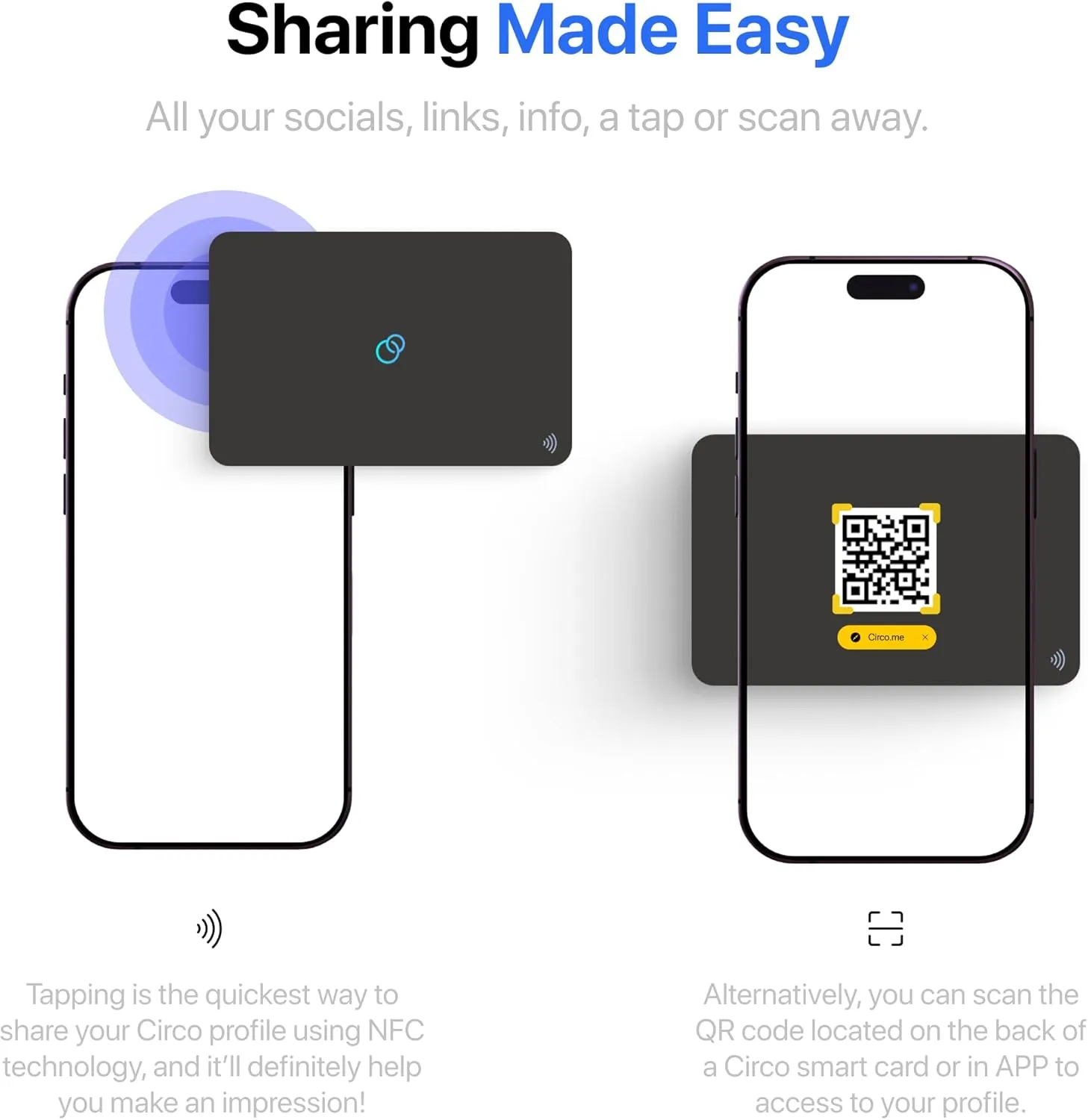 Circo Smart NFC Networking Card - Digital Business Card | Social Media Sharing & Instant Contact - Easy Touch Sharing (Black)