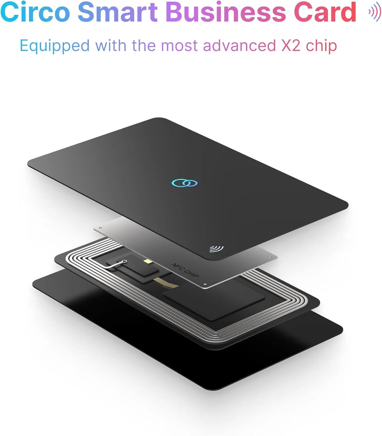 Circo Smart NFC Networking Card - Digital Business Card | Social Media Sharing & Instant Contact - Easy Touch Sharing (Black)