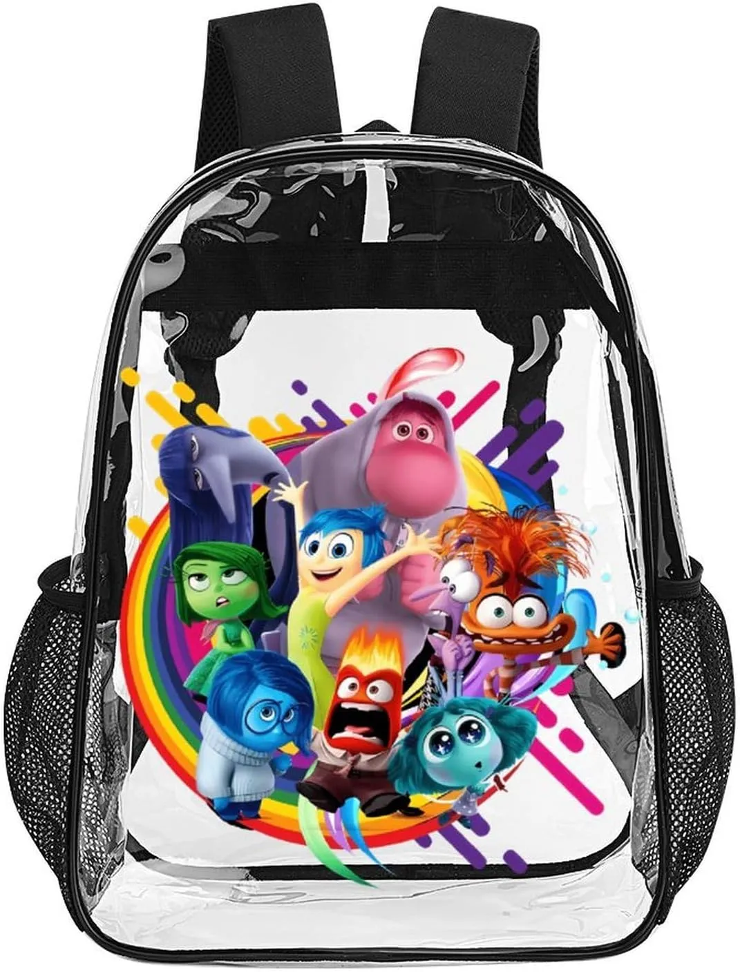 Clear Backpack Heavy Duty PVC Transparent Cartoon Emotion Backpack 17" Large Capacity See Through Bag for Travel