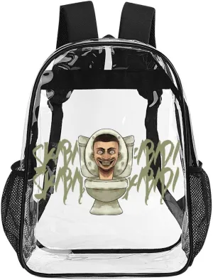 Clear Backpack Heavy Duty PVC Transparent Funny Backpack 17"" Large Capacity See Through Bag for College, 43x32x13cm, Style-4