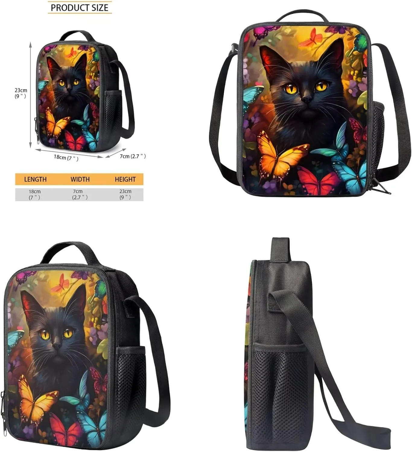 COEQINE Butterfly Bookbag with Lunch Box Set 3 Pcs Kids Backpack for School Bookbag Cute Book Bag for 6Th Grade Girls Shoulder Bag Set for Kids Back to School Gifts