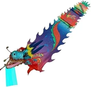 Colourful Dragon Ribbon Flutter, 3D Dragon Wave Dragon Dance Flutter, Outdoor Spring Tour, Fibreglass Tote Hand Travel Bag(8m/26ft)