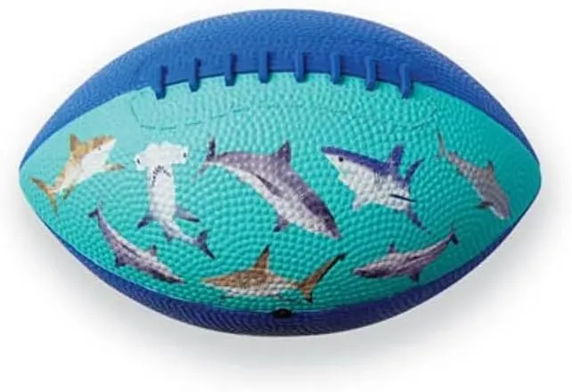 Crocodile Creek Football for Kids Ages 3 and Up - Inflatable Ball for Flag Football Games and Outdoor Sports - Made from Rubber - Sharks - 8-inch Length