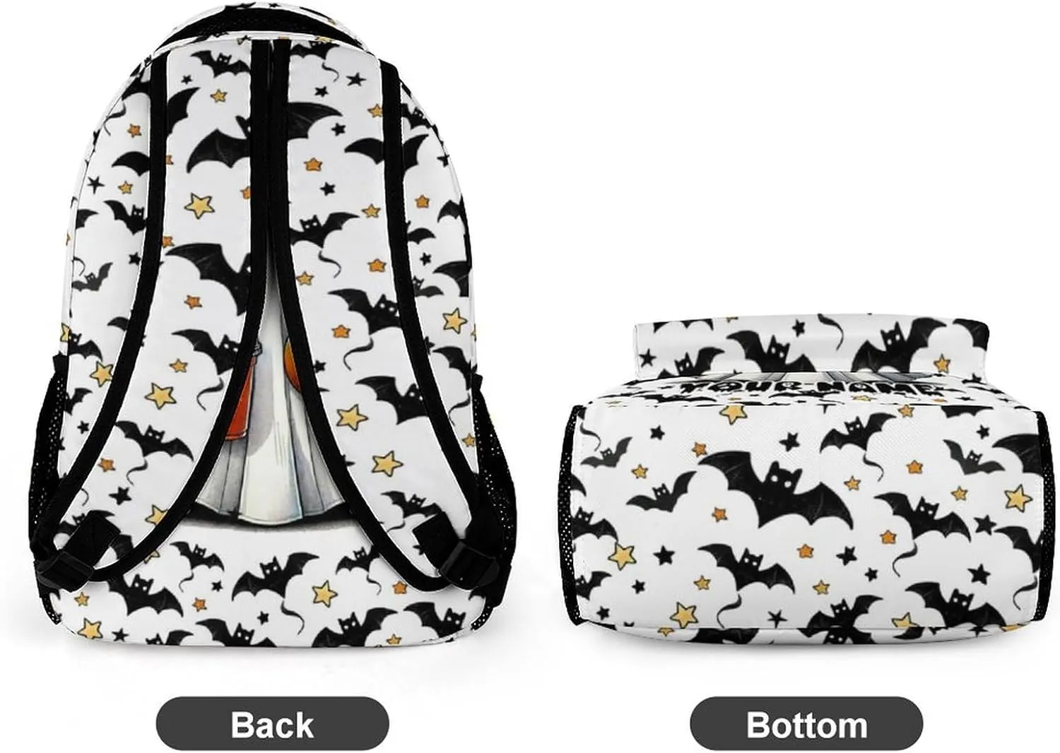 Custom Halloween School Backpack for Kids Girls Boys, 16 Inch Scary Halloween Themed Bookbag, Personalized School Backpacks for Students Children, Lightweight, Large Capacity