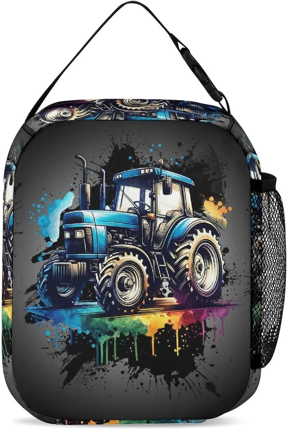 Custom Tractor Backpack with Lunch Bag & Pencil Case, 16 Inch Cute Tractors Bookbag for Kids Girls Boys School, Daily Casual School Backpacks for Students Children, Lightweight