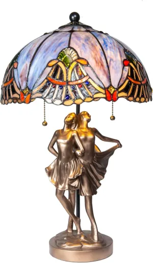 Dale Tiffany Traditional Tiffany Table Lamp 22" Tall Ballerina ColdCast Bronze Finish Sculpture Base Handcrafted Art Glass Shade for Home Décor, Living Room, Bed Room and Office