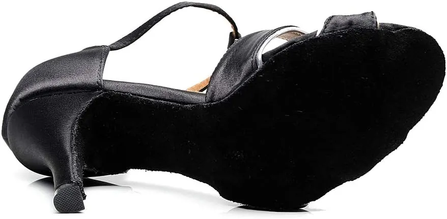 Dancine Ballroom Latin Social Salsa Tango Dance Shoes,Double-Layer Heel Tip,Premium Satin Ballroom Dance Shoes Women Heel Sandals Women Latin Salsa Bachata Performance Dance Shoes 7.5cm Heel