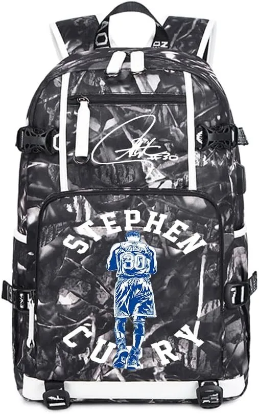 Dazzling Gold 30 Basketball Player SC Creative Backpacks Sports Fan Bookbag Travel Student Backpack For Men Women (3)