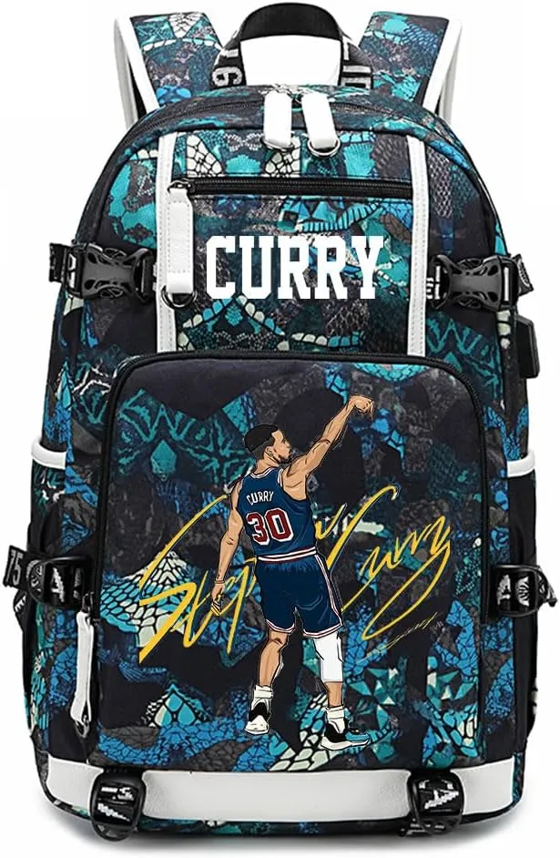 Dazzling Gold 30 Basketball Player SC Creative Backpacks Sports Fan Bookbag Travel Student Backpack For Men Women (7)