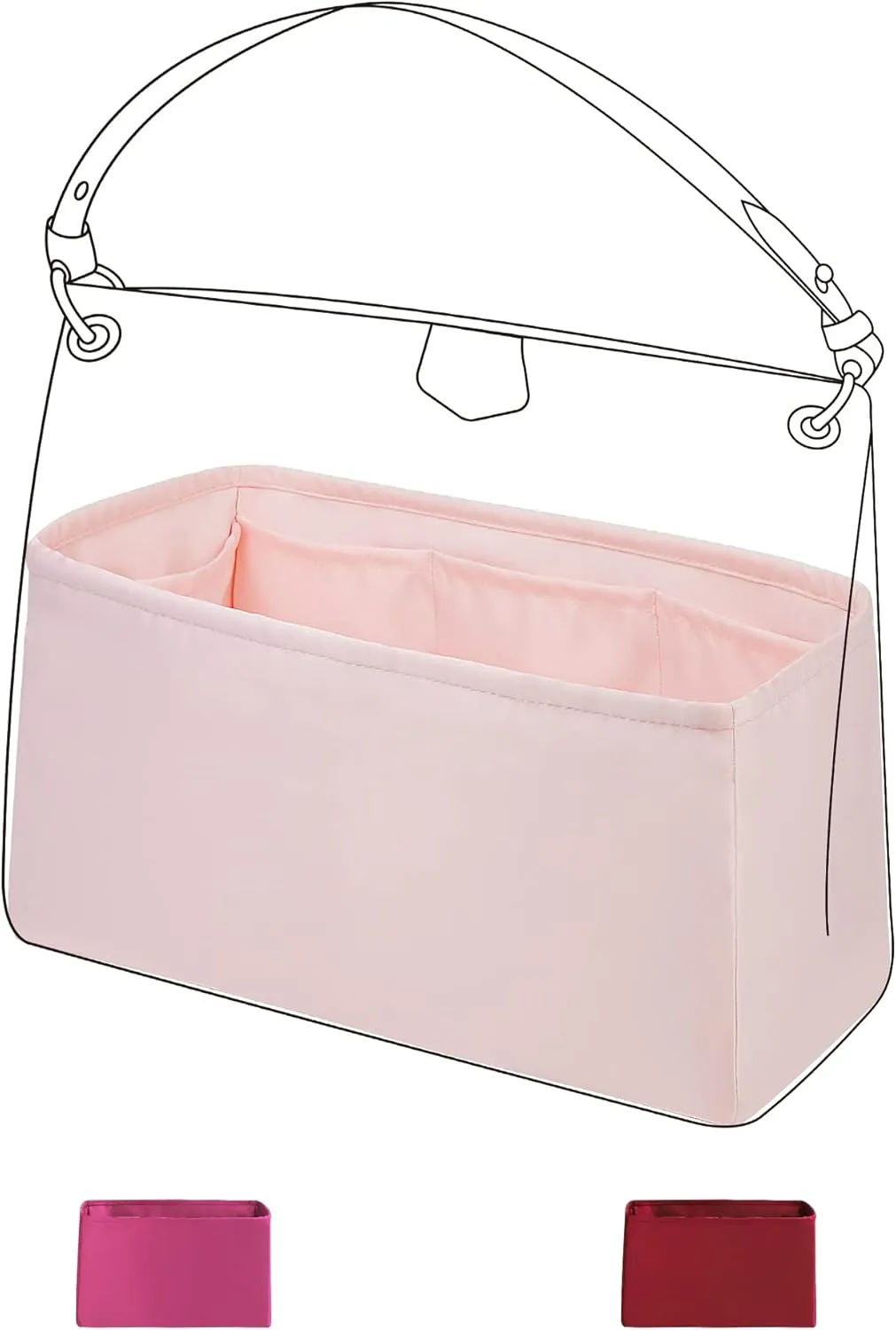 DGAZ Purse Organizer Silky Smooth For LV Graceful PM/MM Bags,Silk,Luxury Handbag Tote in Bag Shapers (Pink, MM)