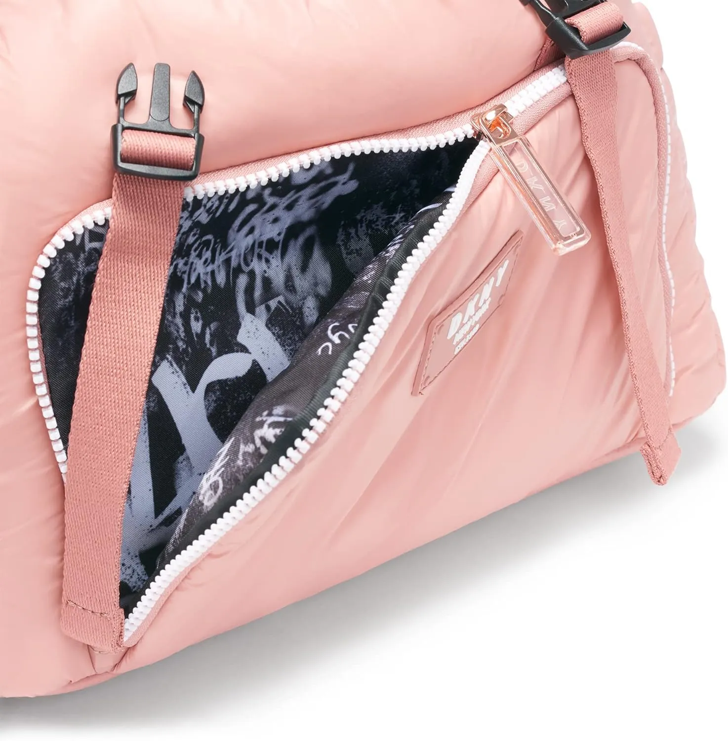 DKNY Women's Lightweight Foldover Backpack with Buckle Straps, Primrose, One Size