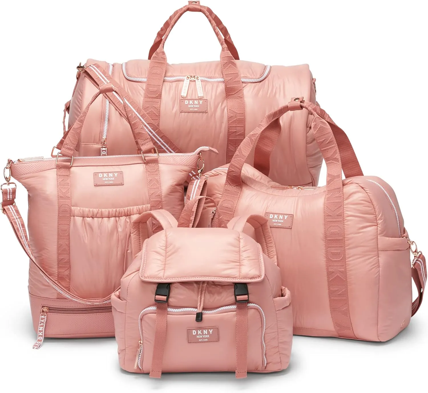 DKNY Women's Lightweight Foldover Backpack with Buckle Straps, Primrose, One Size