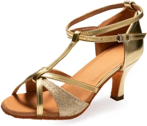 Dress First Dance Shoes Women Latin Salsa Bachata Shoes Suede Sole Wedding Performance Dance Shoes 2.76'' Heel