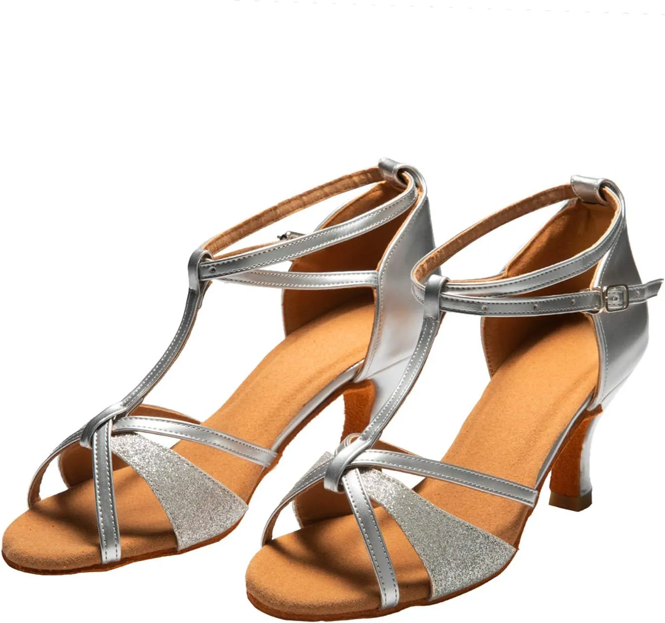 Dress First Dance Shoes Women Latin Salsa Bachata Shoes Suede Sole Wedding Performance Dance Shoes 2.76'' Heel