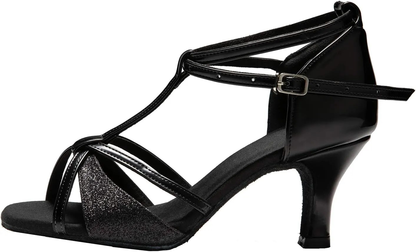 Dress First Dance Shoes Women Latin Salsa Bachata Shoes Suede Sole Wedding Performance Dance Shoes 2.76'' Heel