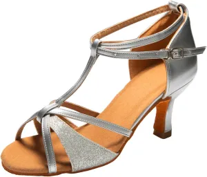 Dress First Dance Shoes Women Latin Salsa Bachata Shoes Suede Sole Wedding Performance Dance Shoes 2.76'' Heel