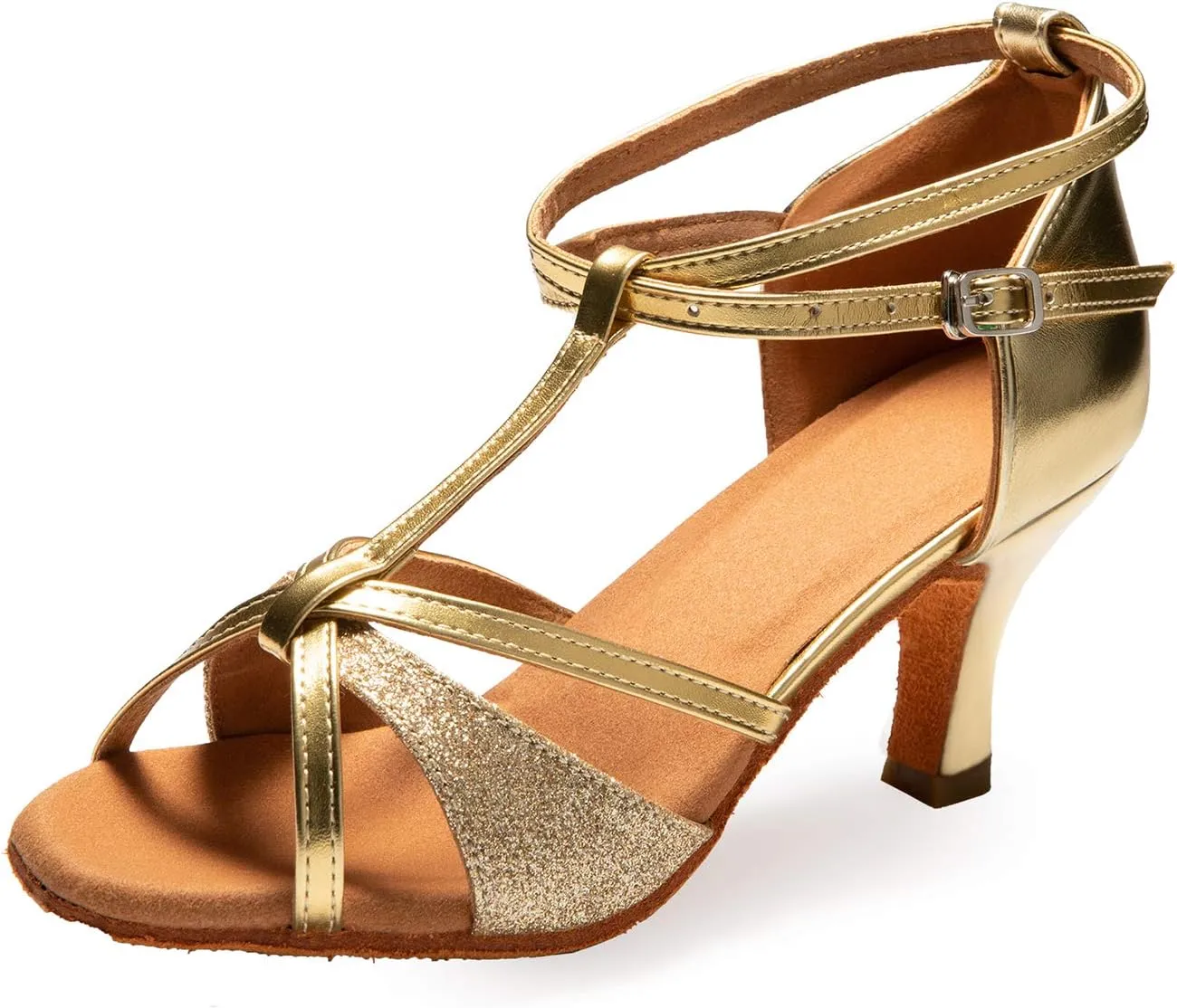 Dress First Dance Shoes Women Latin Salsa Bachata Shoes Suede Sole Wedding Performance Dance Shoes 2.76'' Heel