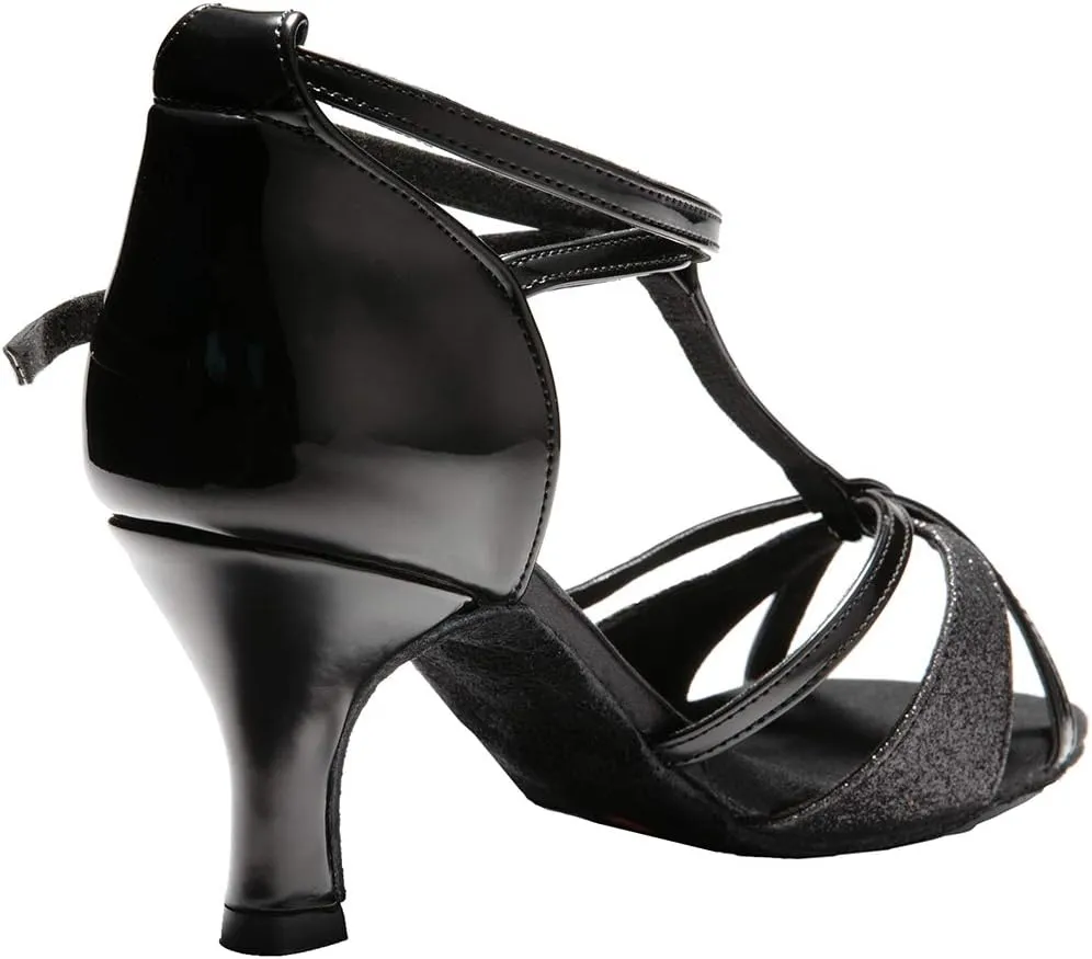 Dress First Dance Shoes Women Latin Salsa Bachata Shoes Suede Sole Wedding Performance Dance Shoes 2.76'' Heel