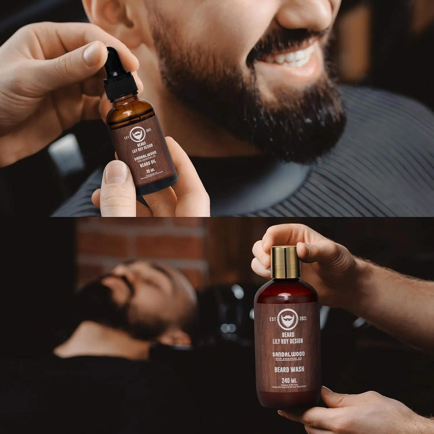 Father's Day Gift for Men - Luxury 30-Piece Sandalwood Bath & Beard Gift Set for Men, Bath & Body Care Kit for Him with Beard Wax | Christmas, Valentine's Day, Birthday, Relaxation Gift for Dad