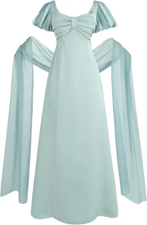 FCCAM Regency Dresses for Women Empire Waist 1800s Victorian Dress Ball Gown with Shawl