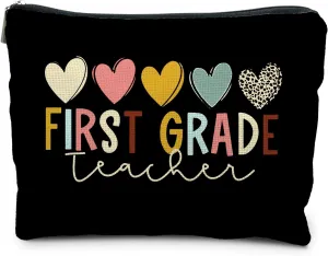 First Grade Teacher Makeup Bag, First Grade Teacher Gifts for Women, Best Teacher Gifts for Women, Thank You Teacher Gifts, First Grade Teacher Cosmetic Bags Toiletry Bag for Women