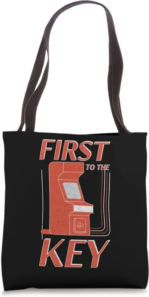 First To The Key Arcade Gaming Retro Games Gaming Lovers Tote Bag