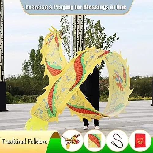 Fitness Toys Dragon Ribbon Streamer,Dragon Silk Flowy,3D Colorful Dragon Silk Flowy Spinning & Shaking for Ribbon Toy for Children Kids Beginner Outdoor Park(10m)
