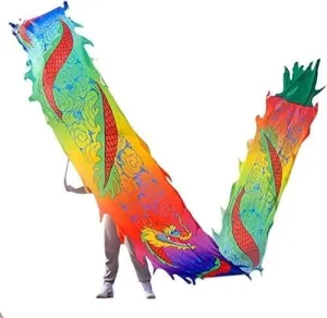 Fitness toys Dragon Ribbon Streamer,Dragon Silk Flowy,3D Colorful Dragon Silk Flowy Spinning & Shaking Kungfu Dragon Dance Silk Poi For Playing/Work Out Parent-Child Game Project Outdoor Park