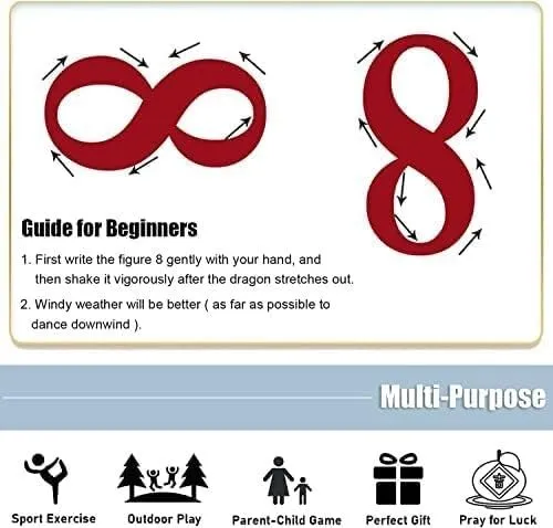 Fitness toys Dragon Ribbon Streamer,Dragon Silk Flowy,3D Colorful Dragon Silk Flowy Spinning & Shaking Poi 8m /10m Dragon Dance Ribbon Streamer Silk Flowy Spinning & Shaking PoiParents Outdoor Park(Gr