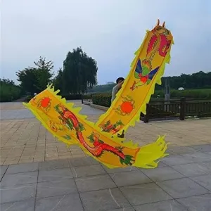 Fitness toys Dragon Ribbon Streamer,Dragon Silk Flowy,3D Colorful Dragon Silk Flowy Spinning & Shaking Poi 8m /10m Dragon Dance Ribbon Streamer Silk Flowy Spinning & Shaking PoiParents Outdoor Park(Ye