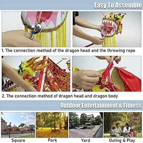 Fitness toys Dragon Ribbon Streamer,Dragon Silk Flowy,3D Colorful Dragon Silk Flowy Spinning & Shaking Poi 8m /10m Dragon Dance Ribbon Streamer Silk Flowy Spinning & Shaking PoiParents Outdoor Park(Ye