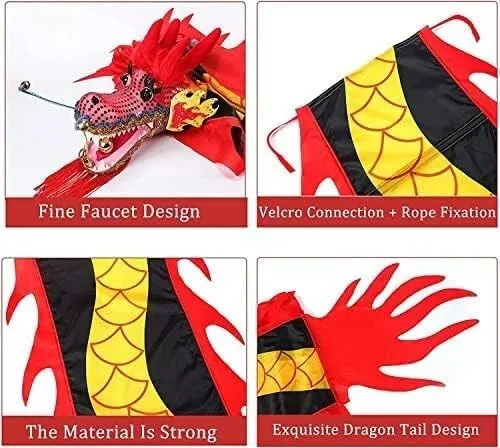 Fitness toys Dragon Ribbon Streamer,Dragon Silk Flowy,3D Colorful Dragon Silk Flowy Spinning Fitness Dragon Dance Ribbon Throw Streamer For Outdoor Backyard Lawn Playing Exercise Child Games Toys Outd