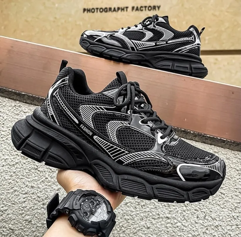 Floette Men's Silver Fashion Sneakers Dad Shoes Walking Casual Athletic Chunky Platform Sneakers