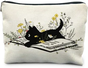 Floral Black Cat Makeup Bag, Cat Gifts for Women Cat Lovers, Black Cat Gifts, Cat Lover Gifts for Women, Cat Themed Gifts, Cat Stuff for Cat Lovers, Cat Cosmetic Bag Toiletry Bag
