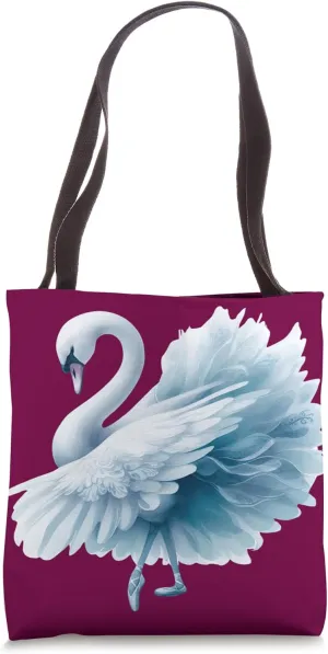 Fluffy Swan Blue Ballerina Swan Dance Lyrical Ballet Musical Tote Bag