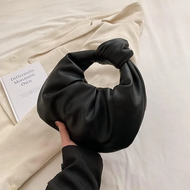 Fold Knot Design Cloud Bag Handbag Women's Dumpling Bun Tote Crossbody Bag