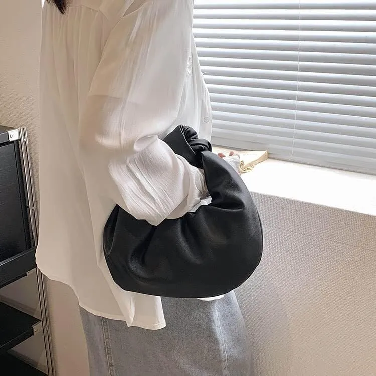 Fold Knot Design Cloud Bag Handbag Women's Dumpling Bun Tote Crossbody Bag