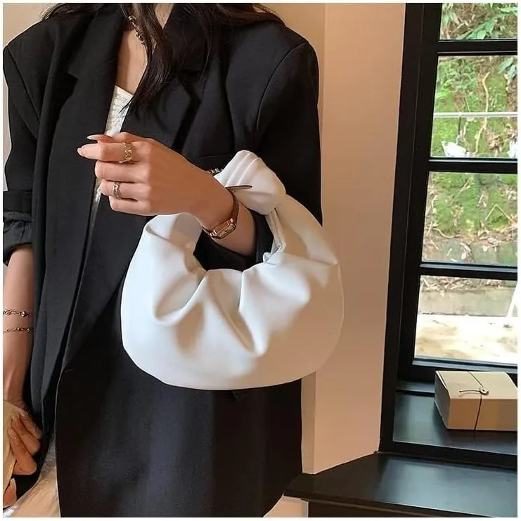 Fold Knot Design Cloud Bag Handbag Women's Dumpling Bun Tote Crossbody Bag