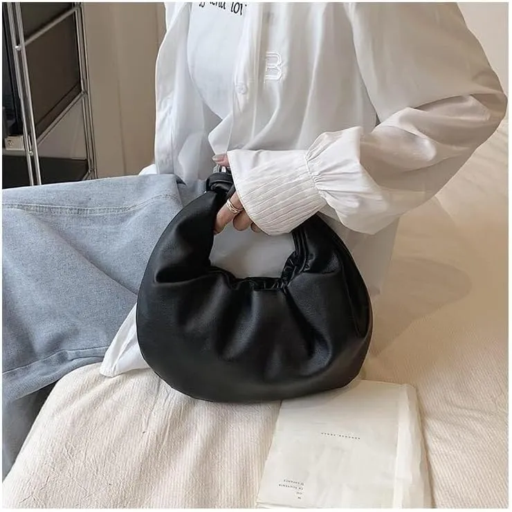 Fold Knot Design Cloud Bag Handbag Women's Dumpling Bun Tote Crossbody Bag
