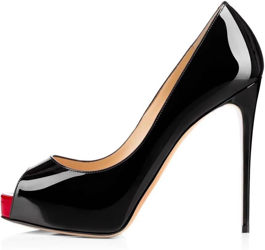 FSJ Women Graceful Peep Toe Pumps High Heels with Platform Slip On Party Prom Shoes Size 4-15 US