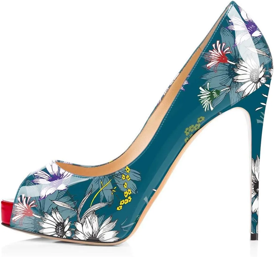 FSJ Women Graceful Peep Toe Pumps High Heels with Platform Slip On Party Prom Shoes Size 4-15 US