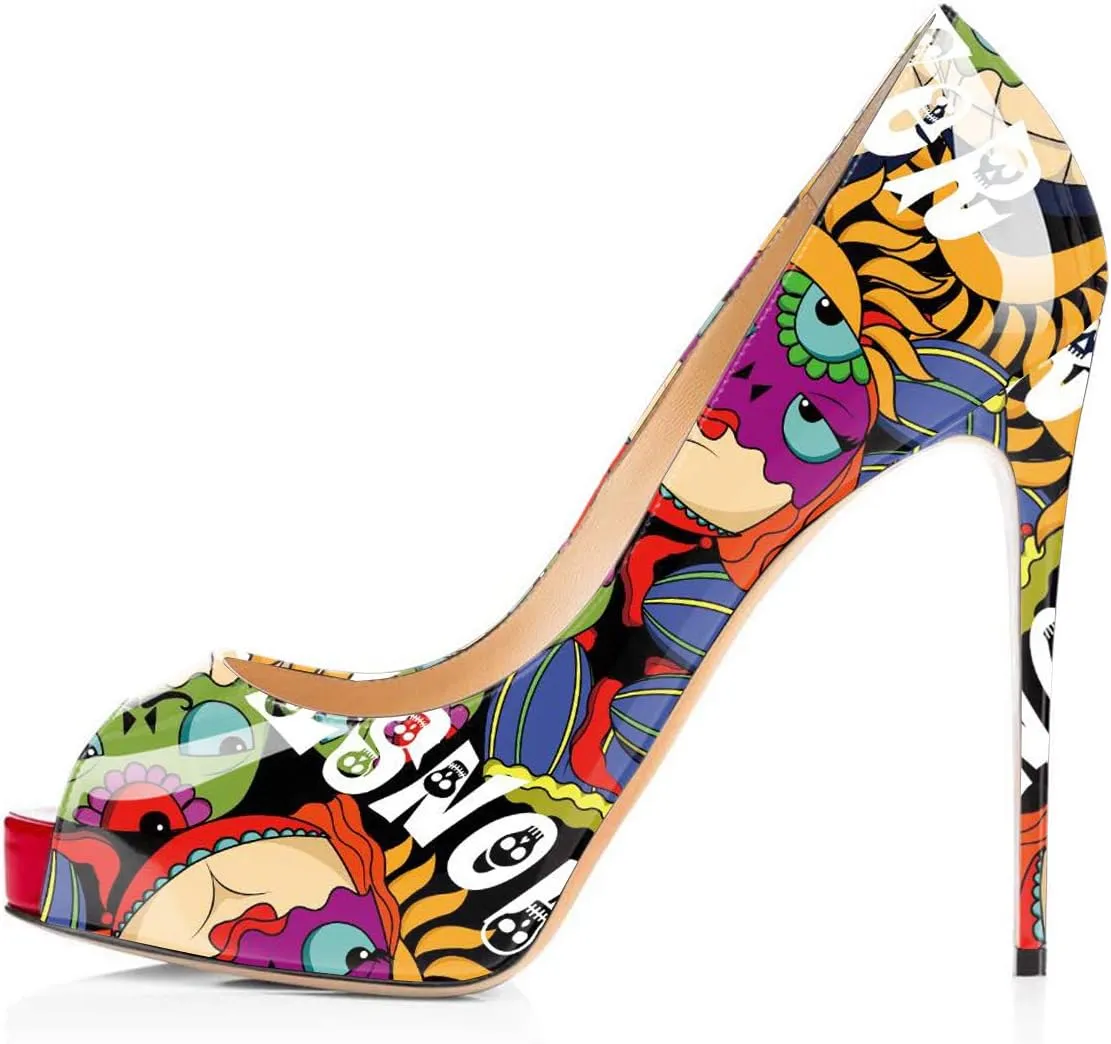 FSJ Women Graceful Peep Toe Pumps High Heels with Platform Slip On Party Prom Shoes Size 4-15 US