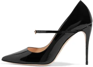 FSJ Women Graceful Pointed Toe High Heeled Leopard Pumps Stilettos Single Strap Band Party Prom Evening Dress Shoes Size 4-15 US