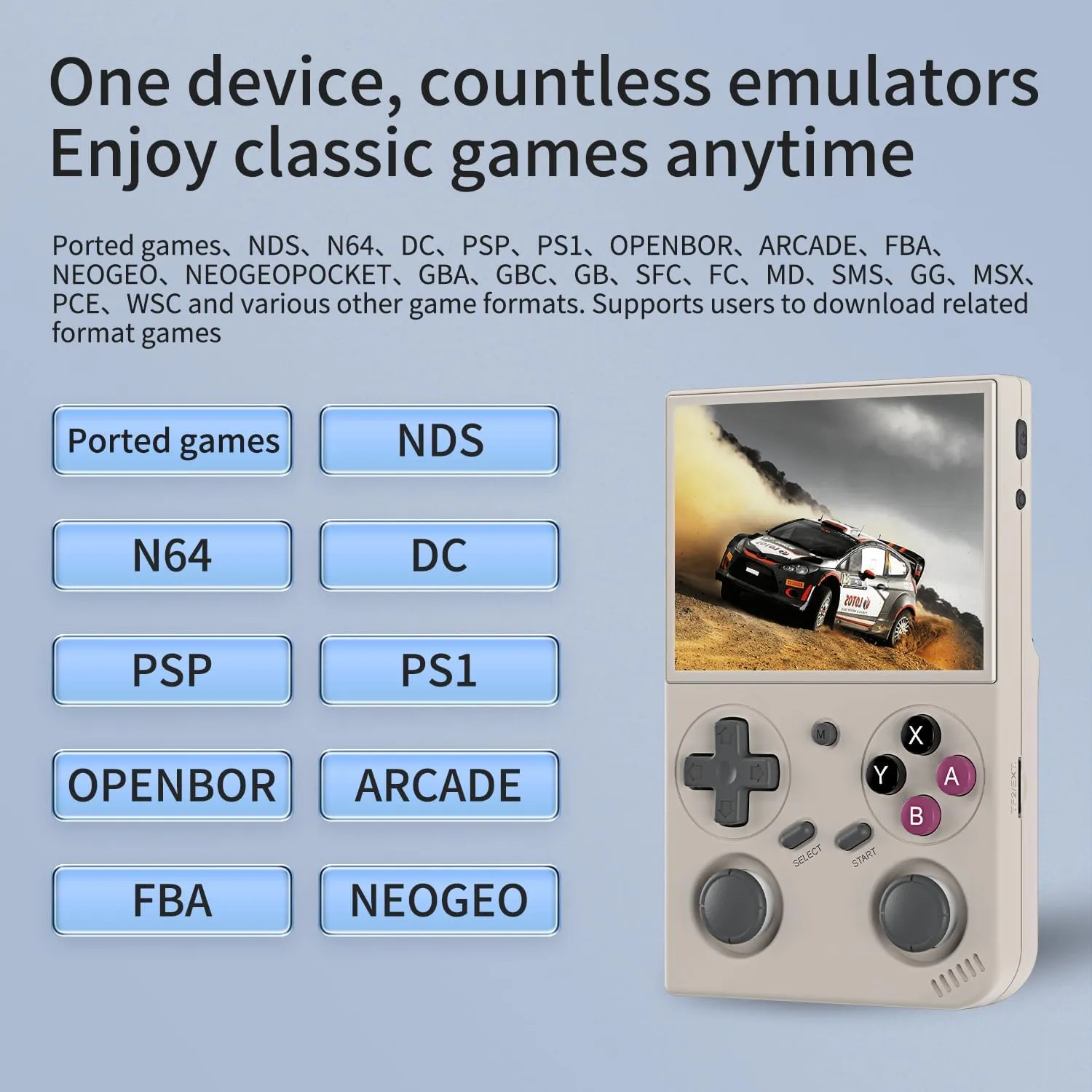 G350 Handheld Game Console , 3.5 Inch IPS Screen Linux System 3200 mAh Battery 4371 Games Preloaded , Portable Retro Video Games Console Support Wired Controller and Earphone (Gray)