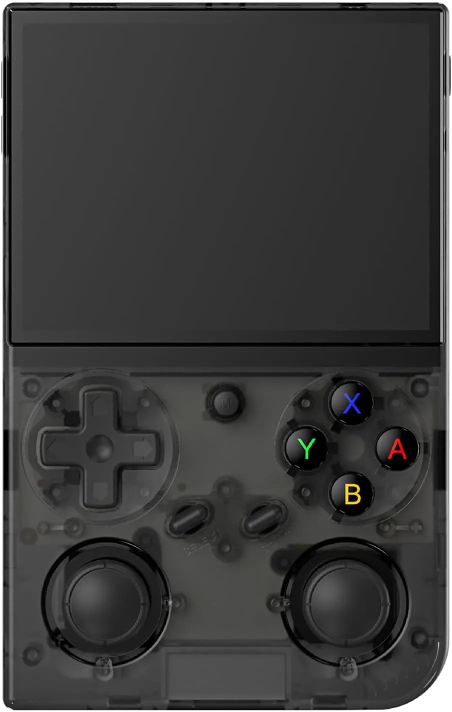 G350 Handheld Game Console , 3.5 Inch IPS Screen Linux System 3200 mAh Battery 4371 Games Preloaded , Portable Retro Video Games Console Support Wired Controller and Earphone (Transparent Black)