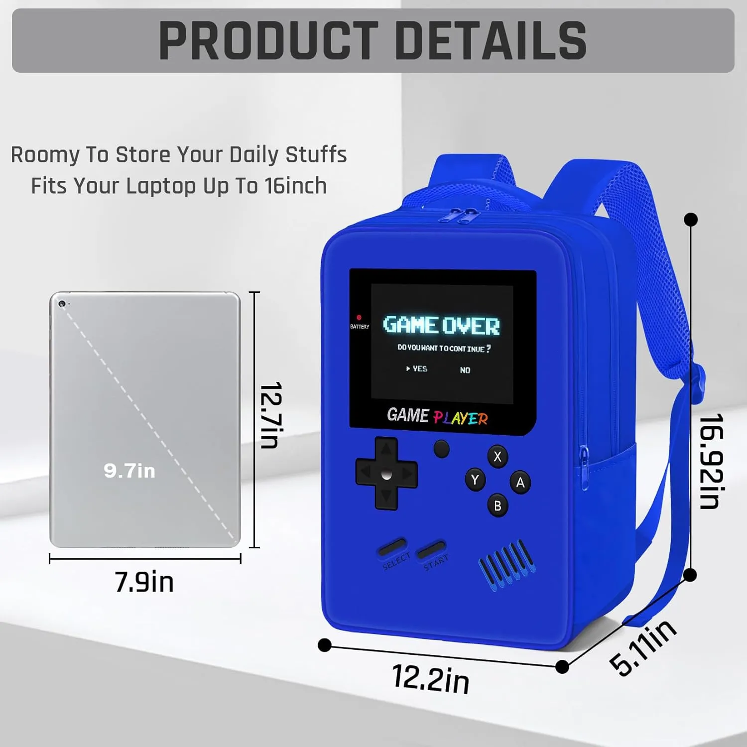 Gamer Backpack for Boys,School Boys Backpack for Kids Children Teens Elementary Middle High School,17" Large Capacity Student Bookbag & Multifunctional Video Game Travel Bag