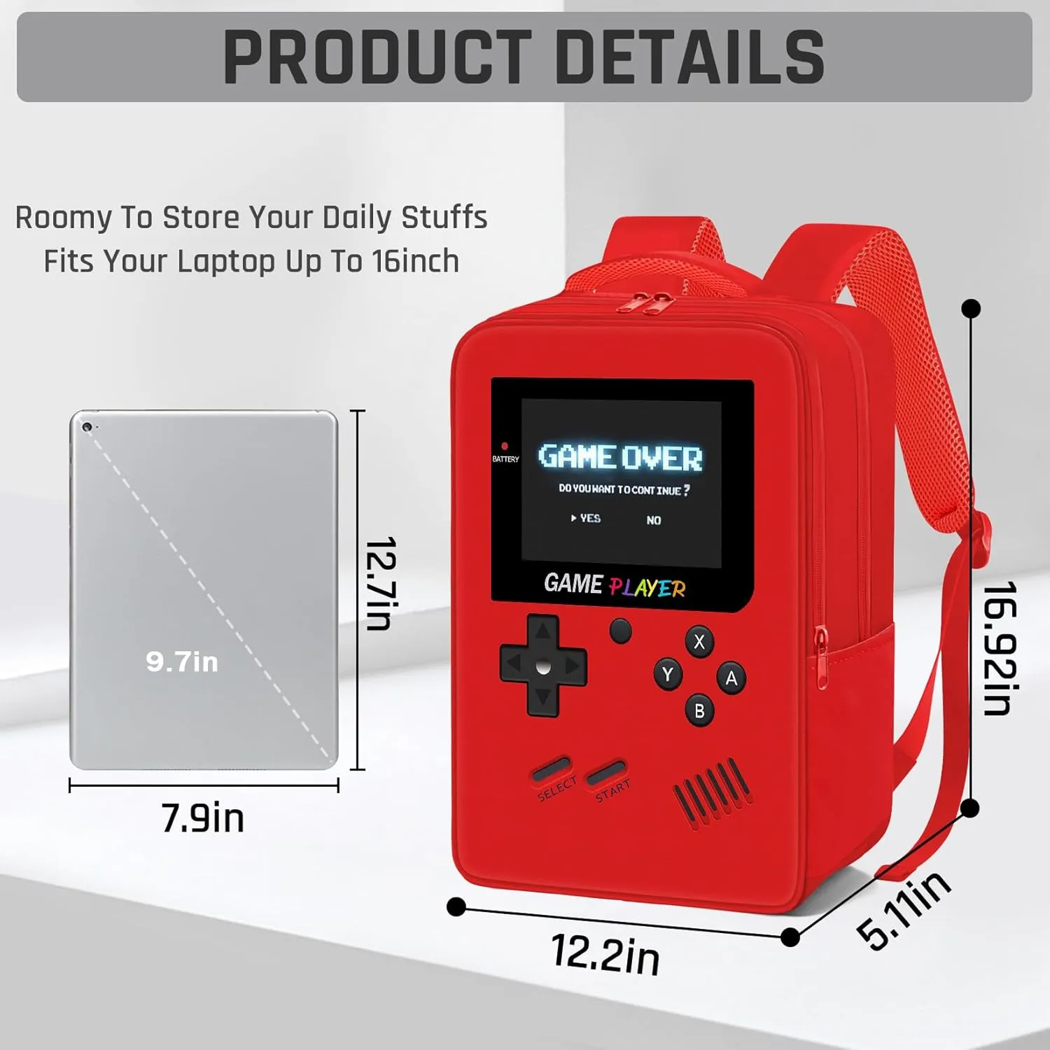 Gamer Backpack for Boys,School Boys Backpack for Kids Children Teens Elementary Middle High School,17" Large Capacity Student Bookbag & Multifunctional Video Game Travel Bag